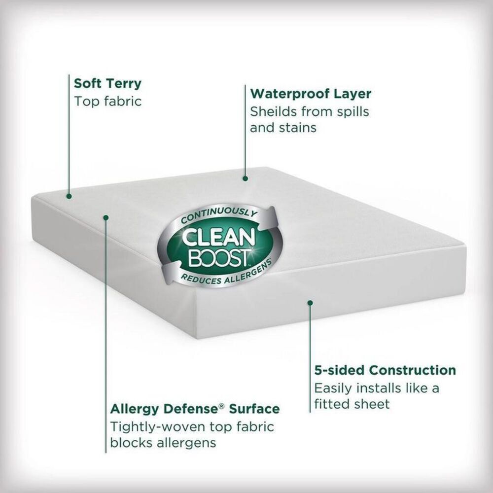 Allerease -  King Clean Boost Waterproof Fitted Mattr White - Picture 2 of 5